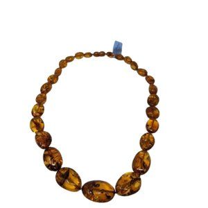 JTYDS Cognac Baltic Amber Beaded Necklace Twist Clasp 20"